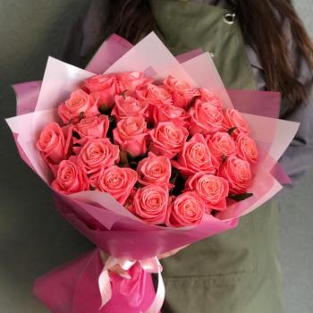 Розовые розы 50 см 25 шт. (Россия) Артикул  67155