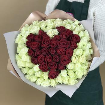Букет 101 роза (Кения) в виде Сердца код товара  23166